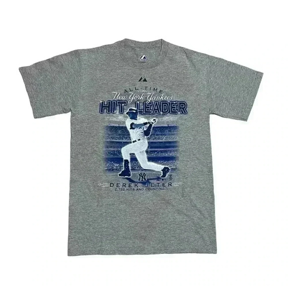 Majestic NY Yankees Hit Leader Derek Jeter T-Shirt Size Small - Picture 1 of 1
